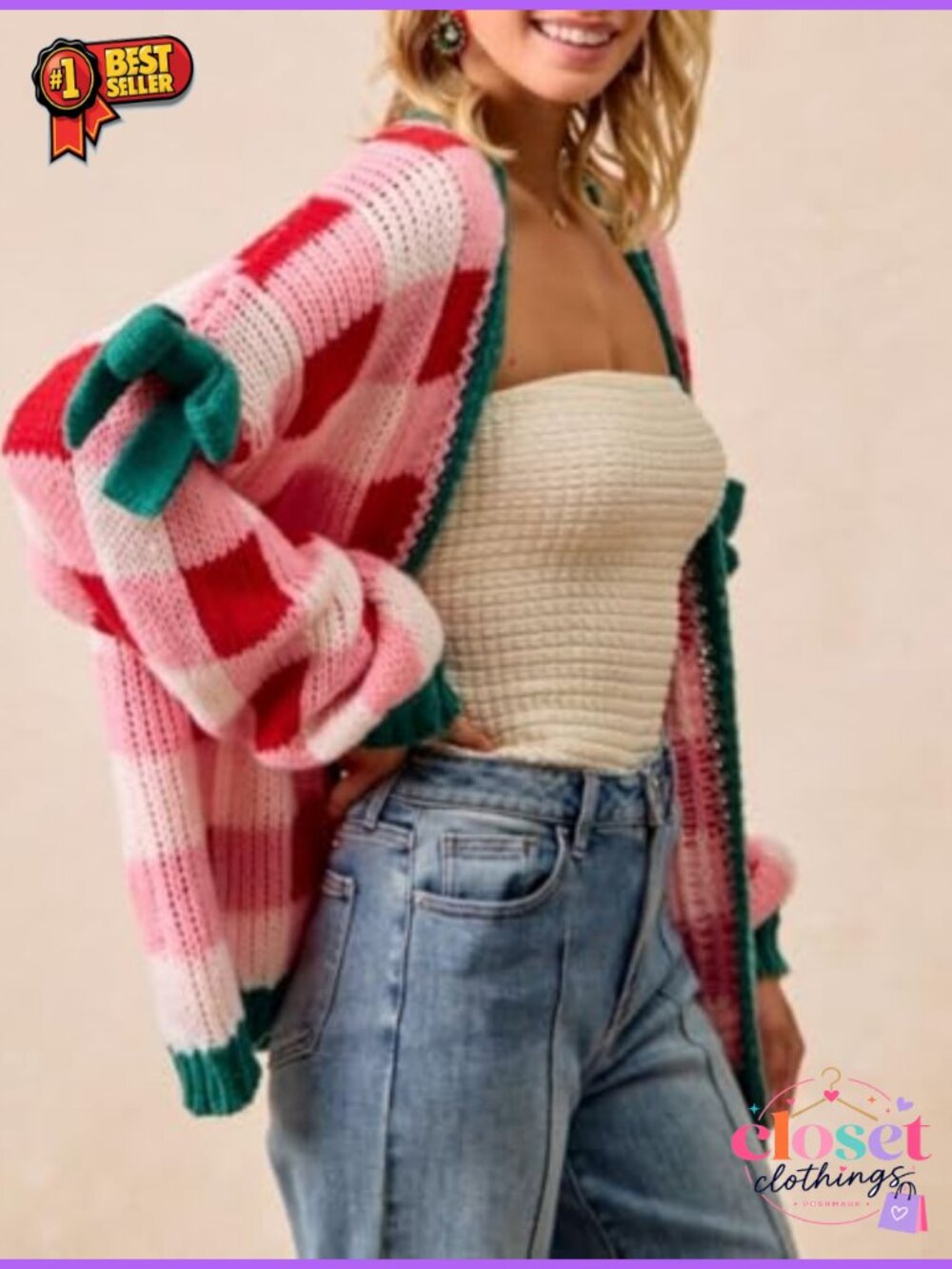 Chunky Knit Oversized Balloon Sleeve Cardigan Sweater - Picture 4 of 6